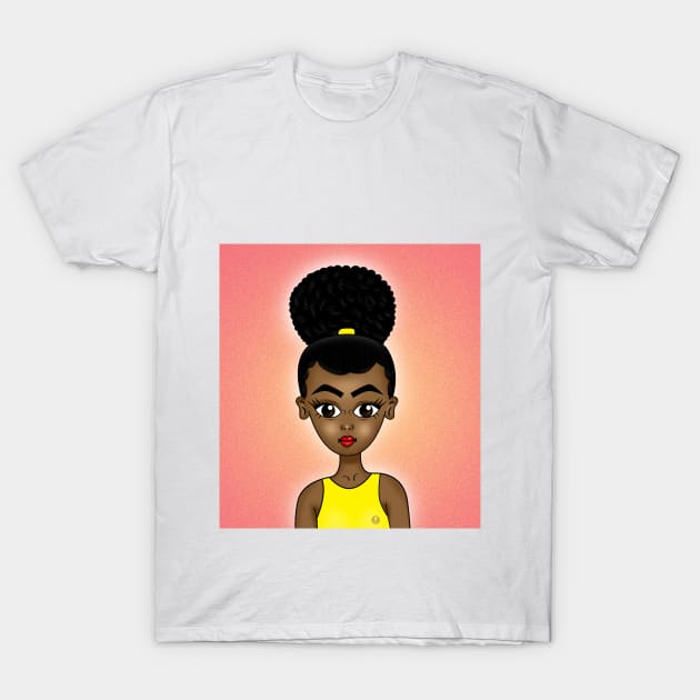 black girl magic anime art style T-Shirt by Spinkly Creations 